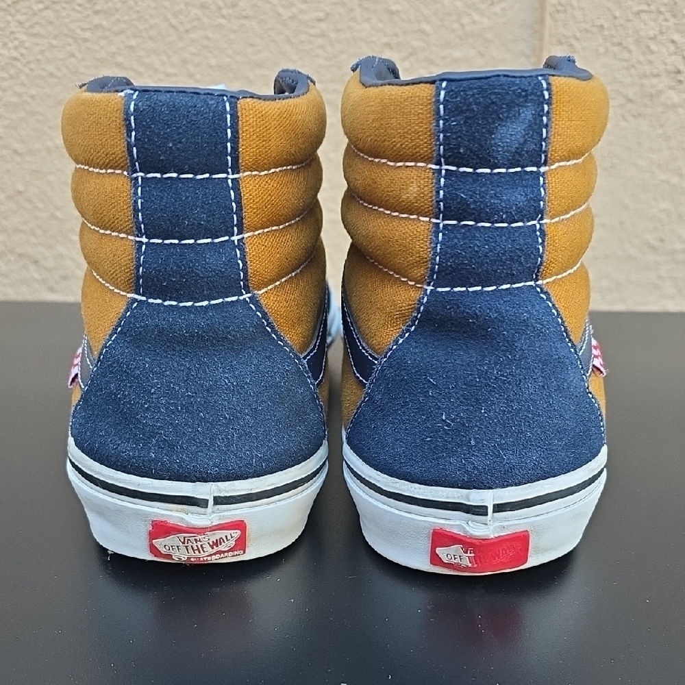Vans Men's Navy and Mustard High-Top Sneakers - Picture 5 of 12